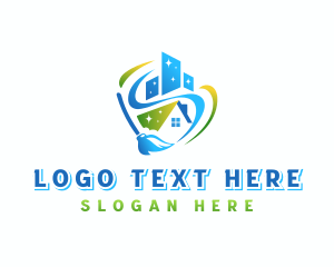 Tool - Building House Mop Cleaning logo design