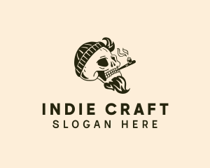 Indie - Beanie Smoking Skull logo design