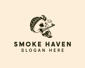 Smoking - Beanie Smoking Skull logo design