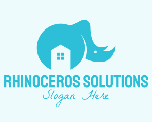 Rhinoceros - Blue Rhinoceros House logo design