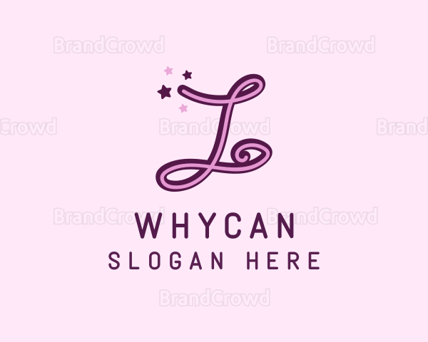 Feminine Star Cursive Letter L Logo