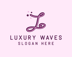 Feminine Star Cursive Letter L logo design