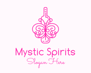 Pink Butterfly Wine logo design