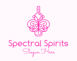 Pink Butterfly Wine logo design