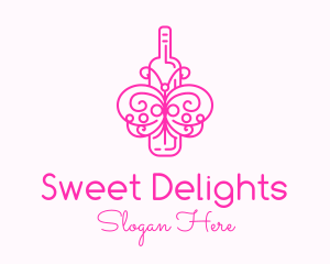 Pink Butterfly Wine logo design