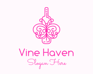 Pink Butterfly Wine logo design