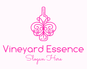 Pink Butterfly Wine logo design