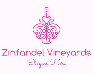 Pink Butterfly Wine logo design