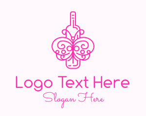 Whiskey - Pink Butterfly Wine logo design