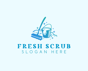 Scrub - Bucket Brush Mop Cleaning logo design