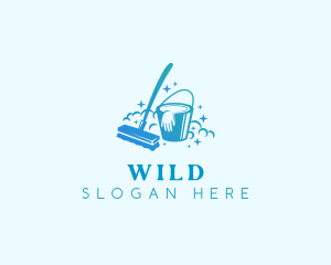 Scrub - Bucket Brush Mop Cleaning logo design