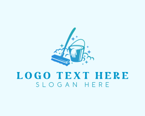 Bucket Brush Mop Cleaning Logo