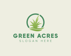 Circle Lawn Grass logo design