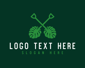 Gardening - Tropical Leaf Shovel logo design
