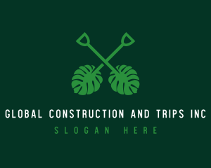 Landscaper - Tropical Leaf Shovel logo design
