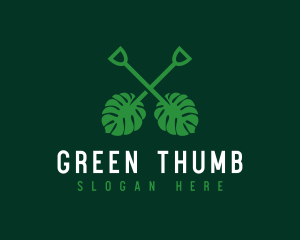 Grower - Tropical Leaf Shovel logo design