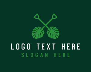 Gardening - Tropical Leaf Shovel logo design