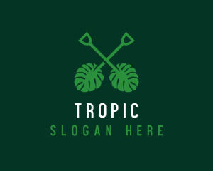 Tropical Leaf Shovel logo design