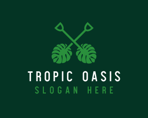 Tropical Leaf Shovel logo design