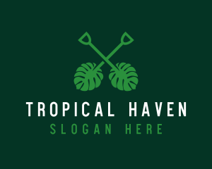 Tropical Leaf Shovel logo design