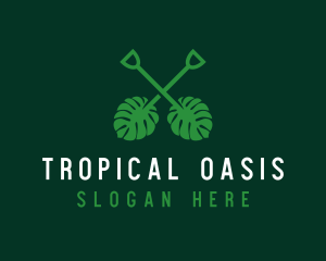 Tropical Leaf Shovel logo design