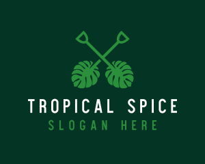 Tropical Leaf Shovel logo design