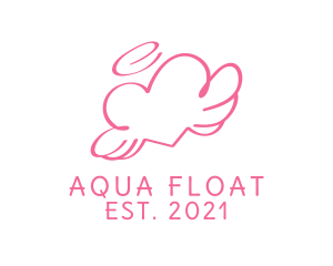 Floating - Pink Angel Heart Halo logo design