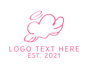 Valentines - Pink Angel Heart Halo logo design