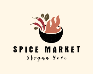 Fire Chili Pepper Bowl logo design