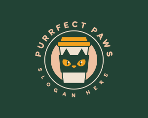 Cat Feline Coffee logo design