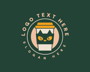 Cute - Cat Feline Coffee logo design