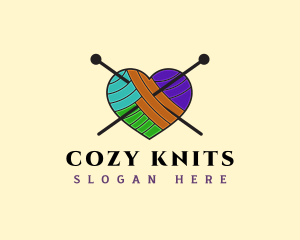 Yarn Heart Knitting logo design