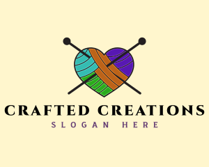 Yarn Heart Knitting logo design