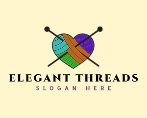 Yarn Heart Knitting logo design