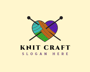 Yarn Heart Knitting logo design