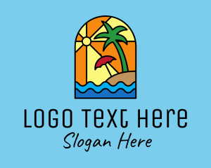 Umbrella - Tropical Beach Resort Mosaic logo design