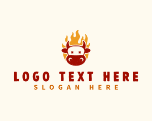 Flaming - Fire Cow Cattle logo design