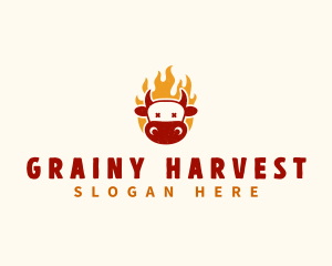 Grainy - Fire Cow Cattle logo design