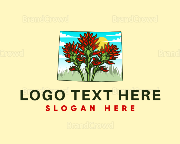 Paintbrush Flower Wyoming Logo