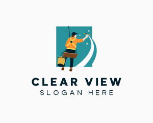 Window Squeegee Washer Cleaner logo design