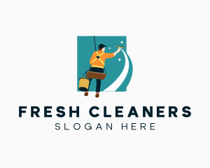 Window Squeegee Washer Cleaner logo design