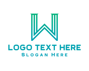 Alphabet - Gradient Pillar W logo design