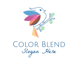 Colorful Bird Line Art logo design