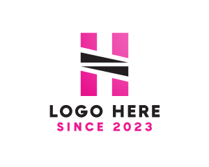 Alphabet - Geometric Pink H logo design