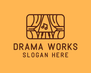 Drama - Brown Musical Theatre Stage logo design