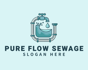 Sewage - Pipeline Faucet Plumbing logo design