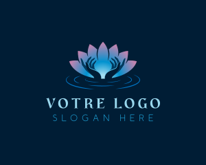 Relax - Lotus Hand Meditation logo design