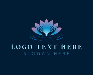 Negative Space - Lotus Hand Meditation logo design