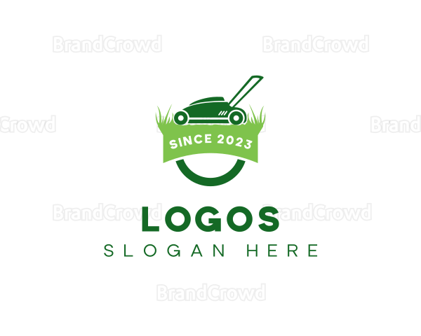 Lawn Mower Grass Cutting Logo