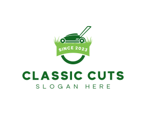 Lawn Mower Grass Cutting logo design